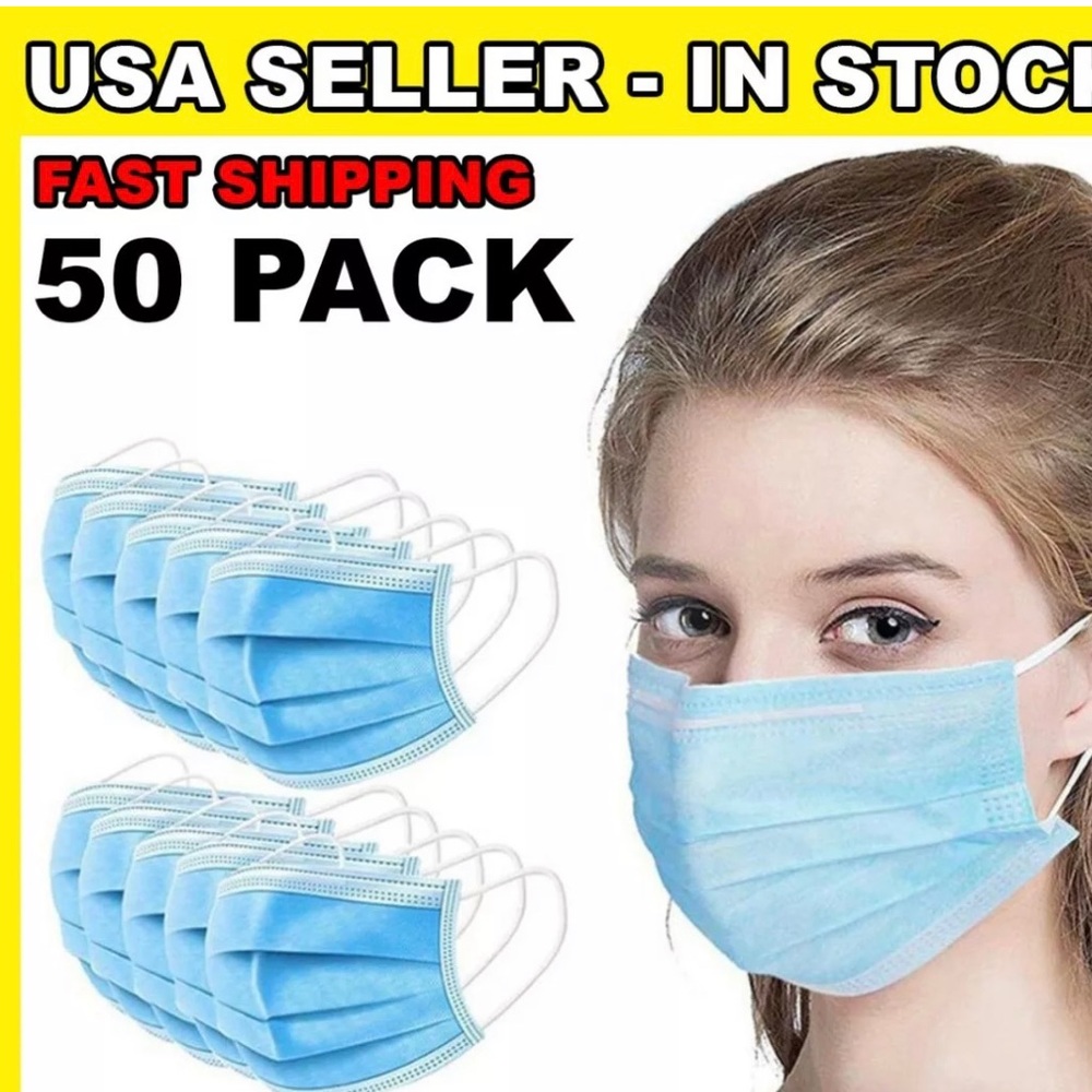 50 Pcs  Disposable 4 -ply Face Mask